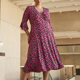 Portia Wrap Dress in Bordeaux Bloom