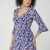 Portia Wrap Dress in Mauve Bubbles