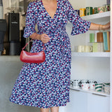 Portia Wrap Dress in Mauve Bubbles