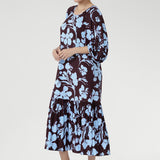 Priscilla Dress in Plum Dispersia with Tie