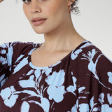 Priscilla Dress in Plum Dispersia with Tie