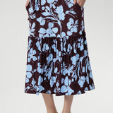 Priscilla Dress in Plum Dispersia with Tie