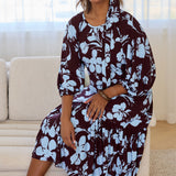 Priscilla Dress in Plum Dispersia with Tie