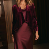 Romy Fluid Jacket in Wine Velour