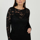 Sabrina Top in Black Lace