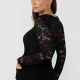 Sabrina Top in Black Lace