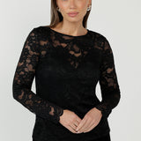 Sabrina Top in Black Lace