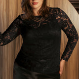 Sabrina Top in Black Lace
