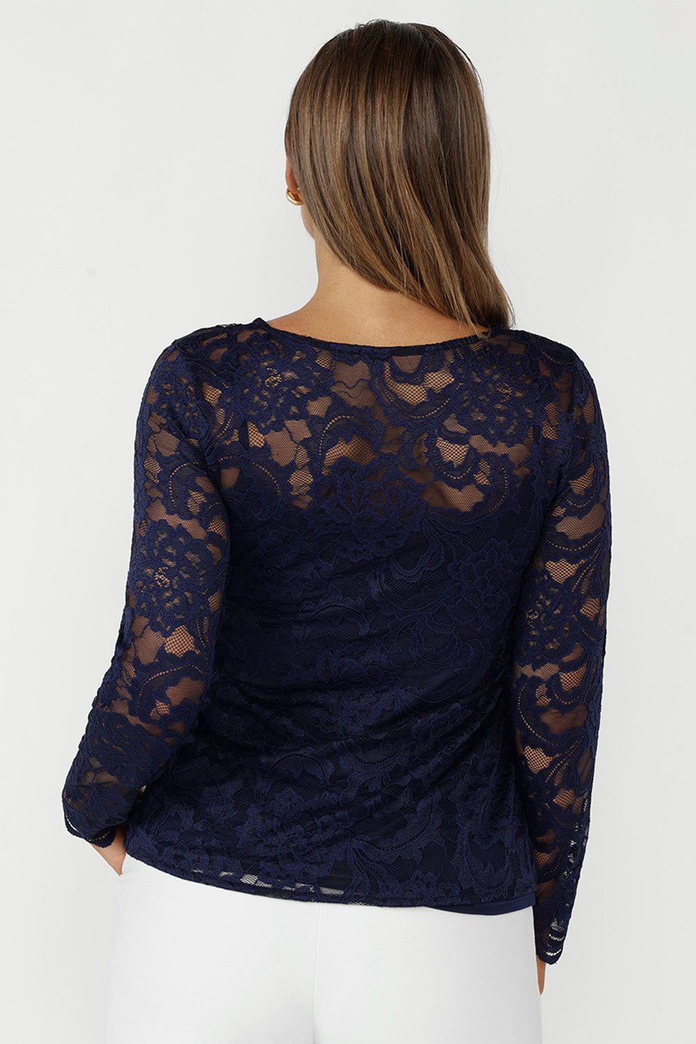 Designed and made in Australia, the Sabrina Lace Top is a timeless sheer piece with premium stretch lace and a flattering silhouette. Perfect for comfortable occasion wear or elevated everyday styling, it offers inclusive sizing from 8–24 for the perfect fit.