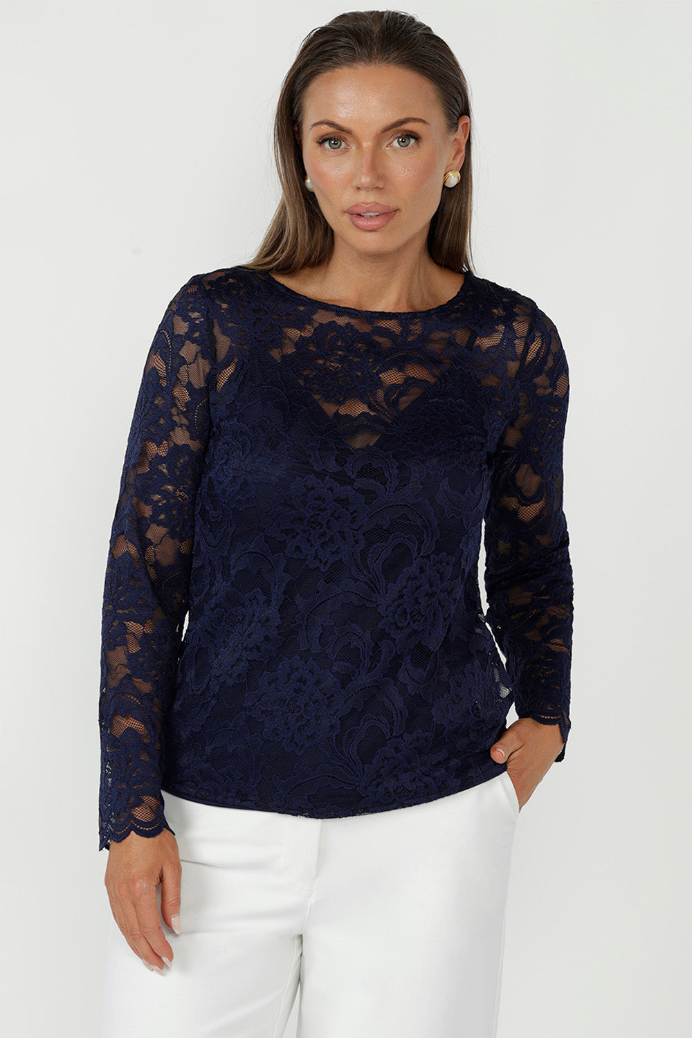 Featuring a boat neckline, scalloped sleeves, and soft tailoring, it’s perfect for elevated styling, occasion wear, and inclusive sizing (8–24).