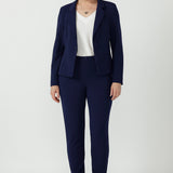 Elegant women's Sara Jacket featuring soft stretch Smart Crepe fabric, refined tailoring, full-length sleeves and a versatile button-up design for work and everyday wear.
