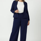 Flattering shortline Sara Jacket with a double-layer tailored front, classic notch lapels, structured silhouette and practical inside pocket.