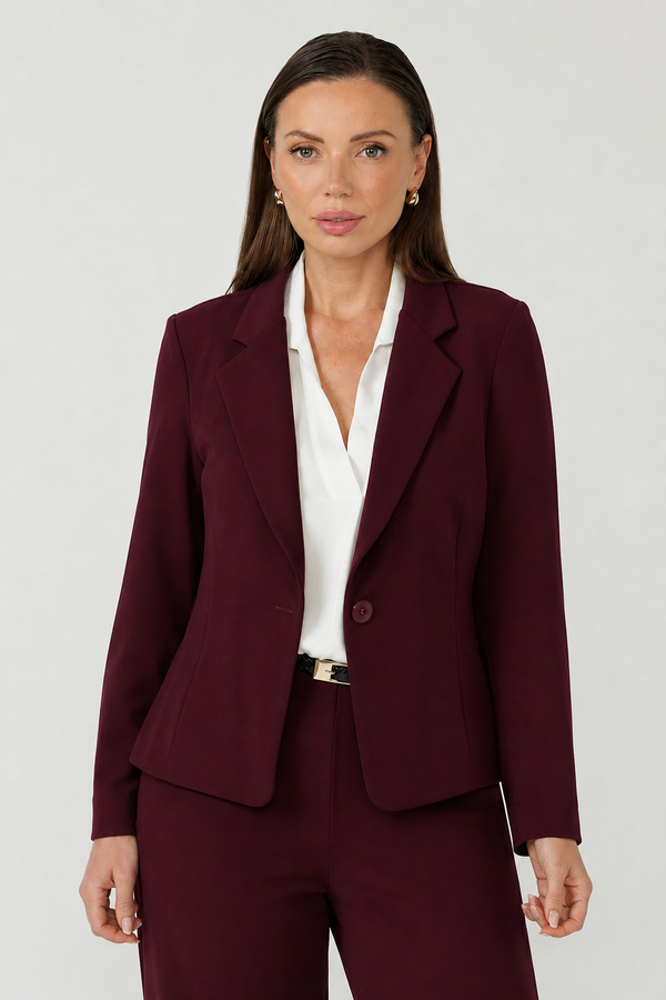 Sara Jacket in Wine Smart Crepe