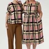 Misha Dress in Pastel Plaid with Belt