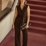 Vienna Vest in Cocoa Smart Crepe