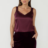 Soho Cami in Bordeaux Satin