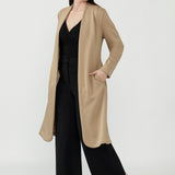 Sorel Trench Coat crafted from luxe stretch Modal fabric with a sophisticated belted silhouette, concealed pockets, and available in both regular and petite lengths for the perfect fit.