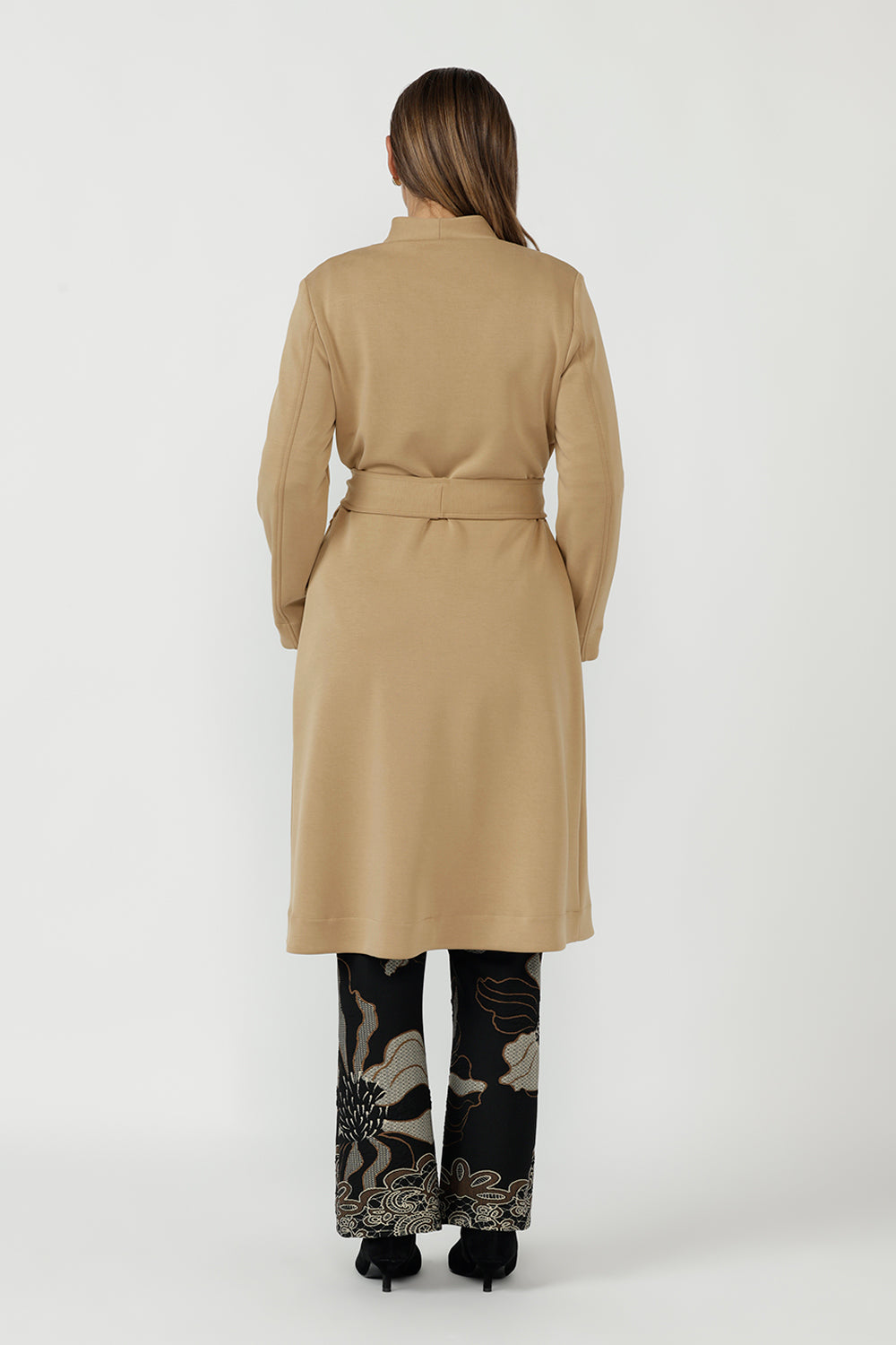 Timeless Sorel Trench Coat crafted from stretch Modal fabric with elegant tailoring, buggy back lining and a versatile belted silhouette, proudly made in Australia.