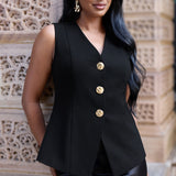 V-neck Vest in Black