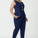 Tapered Leg Pant in French Navy