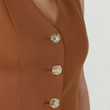 V-neck Vest in Toffee