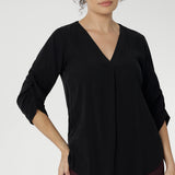 Made from a soft, breathable Tencel Viscose fabric, it boasts a sand-washed texture that feels luxurious against the skin and drapes beautifully, offering a flattering silhouette. Available in size 8-24.