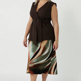 Vienna Vest in Cocoa Smart Crepe