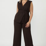 Drew Pant in Cocoa Smart Crepe