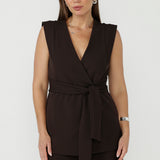 Vienna Vest in Cocoa Smart Crepe