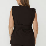 Vienna Vest in Cocoa Smart Crepe