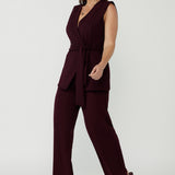 Drew Pant in Wine Smart Crepe