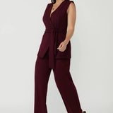 Drew Pant in Wine Smart Crepe