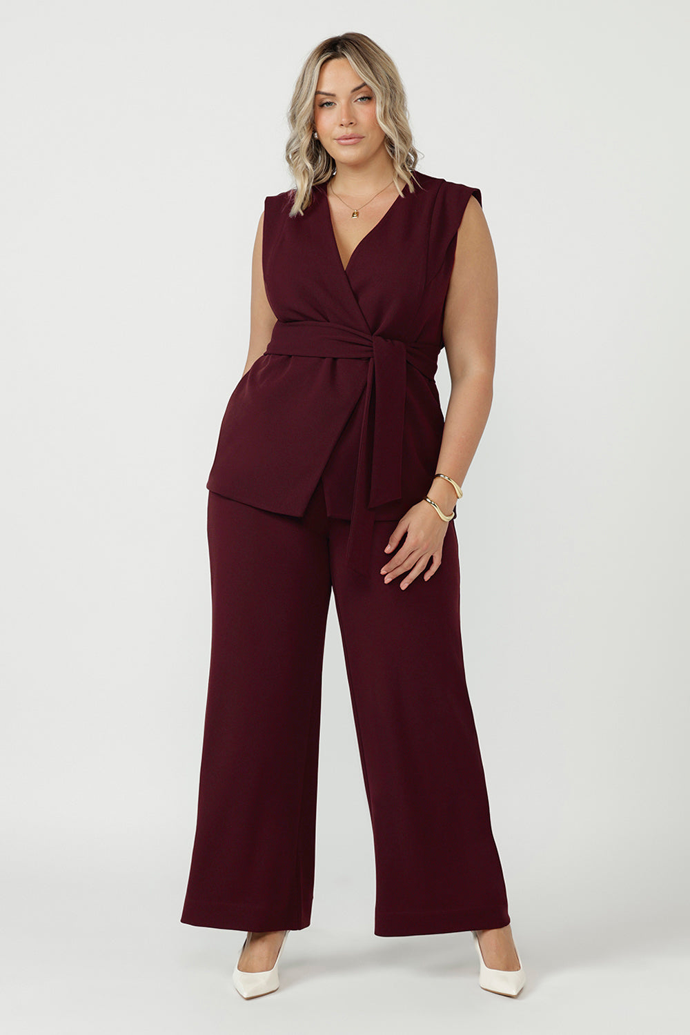 Drew Pant in Wine Smart Crepe