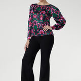 Zara Top in Garden Fantasia Stretch Silk