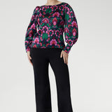 Zara Top in Garden Fantasia Stretch Silk