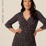 short wrap dress with fluted sleeves